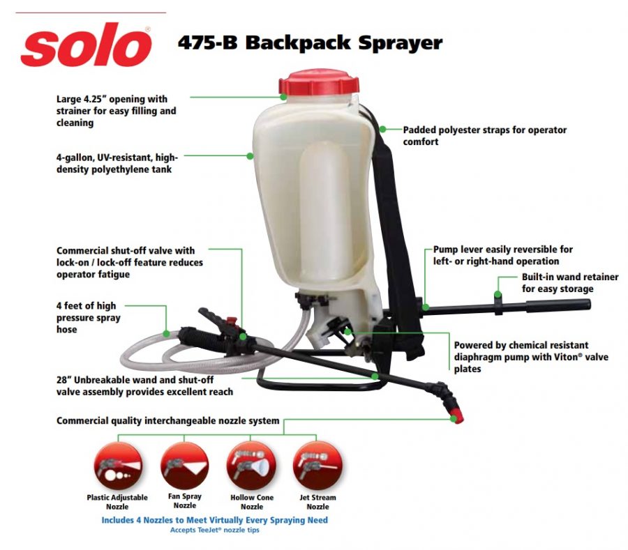 475-B Backpack Sprayer, 4 Gallon, Diaphragm - Bleach Resistant - Image 2