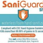 70% Ethyl Alcohol Sani-Guard SF Waterless Sanitizing Foam 4 gal/cs
