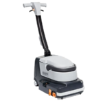 Nilfisk Advance SC250 56385456 13 1/2" Walk Behind Micro Floor Scrubber with 7.8 Ah Lithium-Ion Battery, Fast Shelf Charger, and Brush - 1.6 Gallon